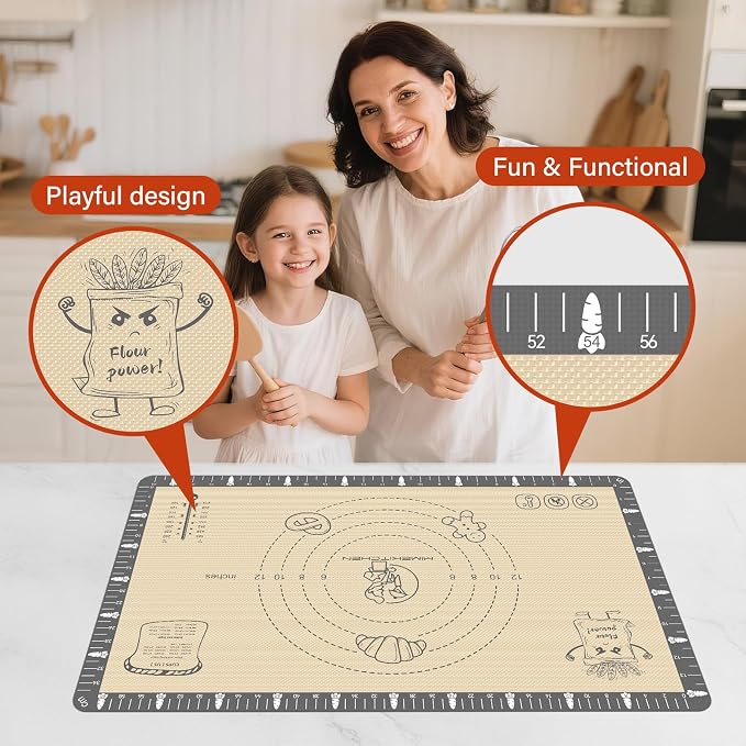 Silicone Baking Mat with Cookie Recipes, Extra Thick Silicone Mat - Image 2