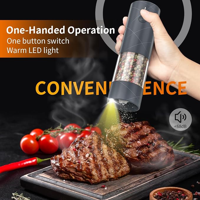 2Pack Electric Salt and Pepper Grinder Set USB Rechargeable - Image 2