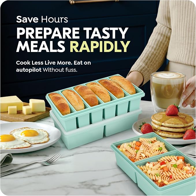 Silicone Freezer Trays with Lids, 2 Cup & 1/2 Cup Combo, Soup Container Style - Image 6