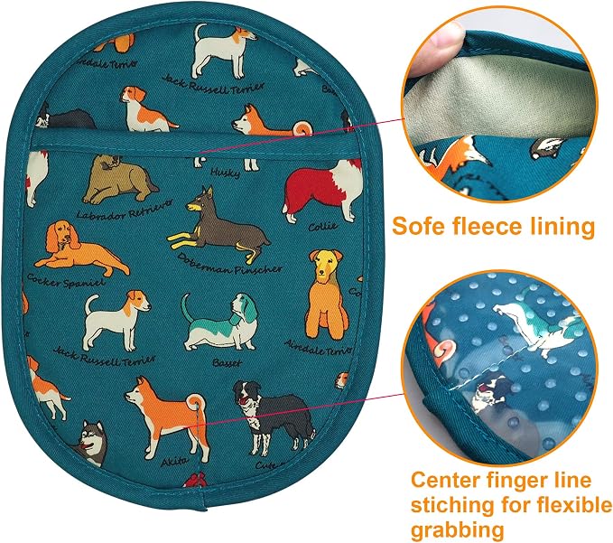 Pot Holders Set of 2 with Transparent Clear Silicone Shell and Nice Dog Flower - Image 5