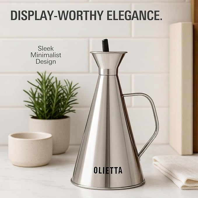 Olive Oil Dispenser Bottle Olietta Stainless Steel Non Drip Leak Proof No Mess - Image 5