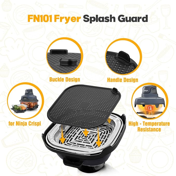 2 PCS Silicon Splatter Shield for Ninja Crispi Air Fryer Heat-Resistant Splash - Image 8