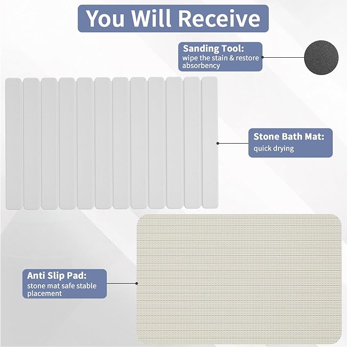 Large Stone Bath Mat 31.5 x 19.7in, Quick Dry Diatomaceous Earth Mats - Image 4