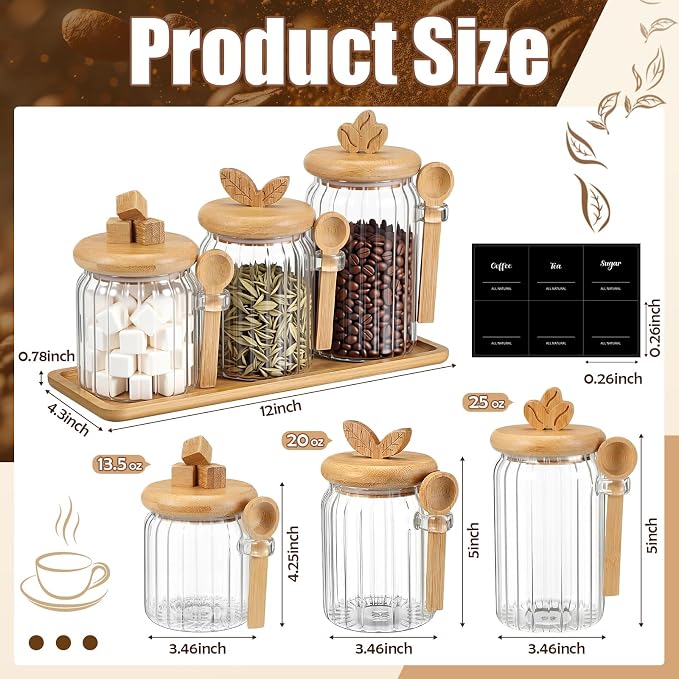 Suclain 3 Pcs Glass Coffee Container - Image 2