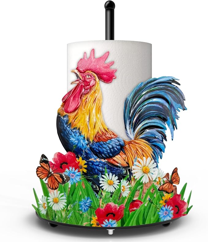 Hexagram Rooster Paper Towel Holder, Rooster Kitchen Bar Decor, Farmhouse by Hexagram