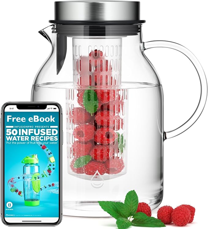 Infusion Pro Glass Fruit Infuser Water Pitcher, Heat Resistant by InfusionPro