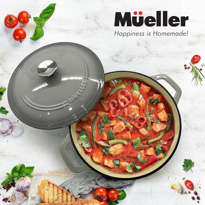 MUELLER HOME 7.5 QT Enameled Cast Iron Dutch Oven, Heavy-Duty, Oven-Safe up to - Image 6