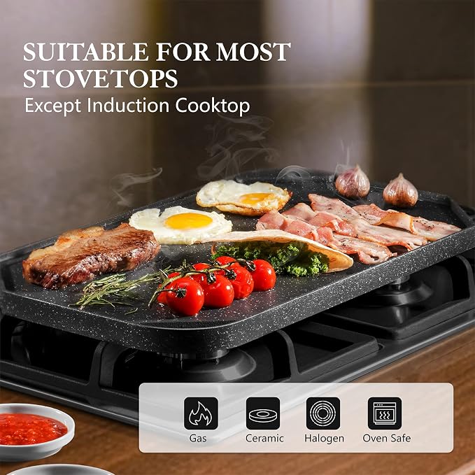 SENSARTE Nonstick Griddle Grill Pan, Pro-Grid Reversible Grill & Griddle Pan - Image 3
