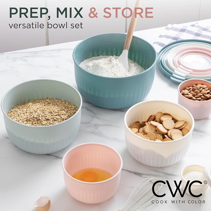 COOK WITH COLOR Prep Bowls with Lids- Wide and Deep Nesting Plastic Small - Image 4