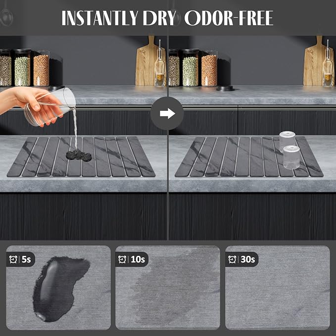 Large Stone Dish Drying Mats for Kitchen Counter, Drying Collapsible Dish - Image 2