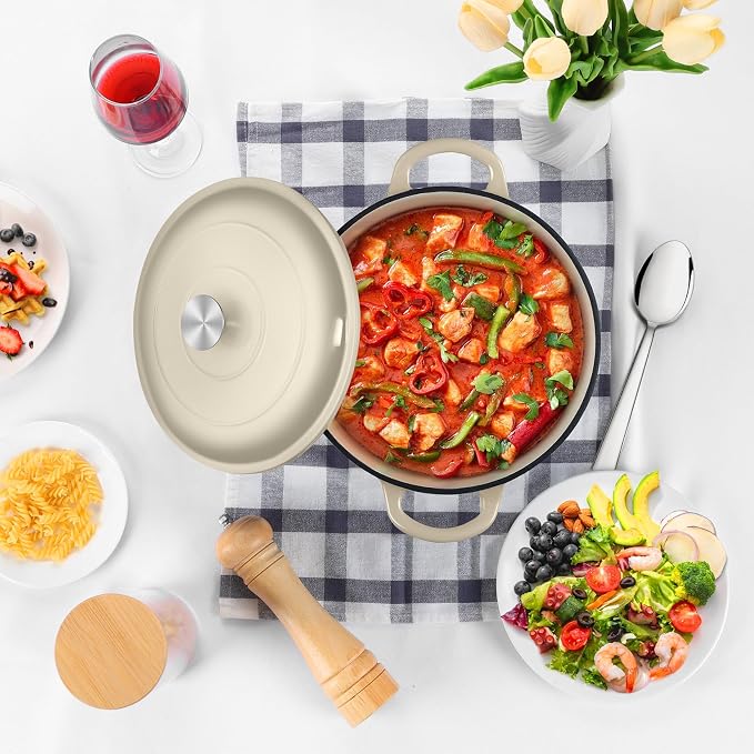P&P CHEF 5QT Enameled Dutch Oven, Cast Iron Dutch Oven Pot - Image 6