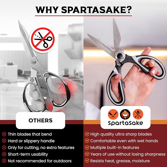 SpartaSake Premium Stainless Steel All Purpose Kitchen Shears - Image 6