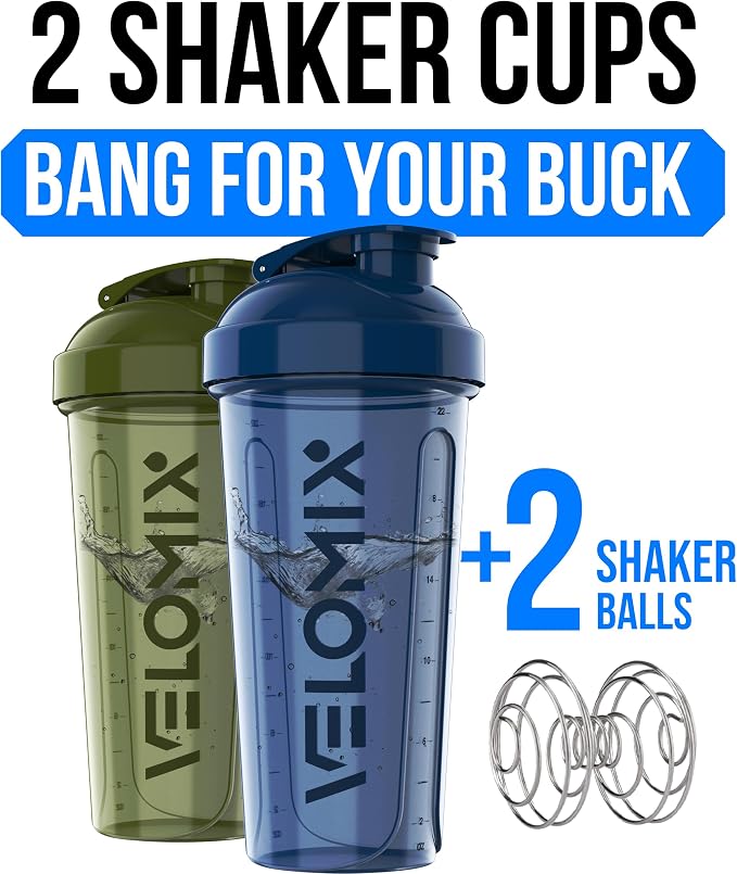 VELOMIX -2 Pack- 28 oz Protein Shaker Bottles - Image 2