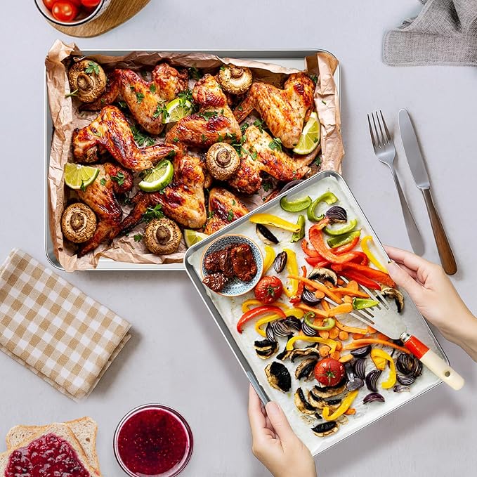 Ohtomber Stainless Steel Baking Sheet Pan Set, 3 Pack Cookie Sheets - Image 6