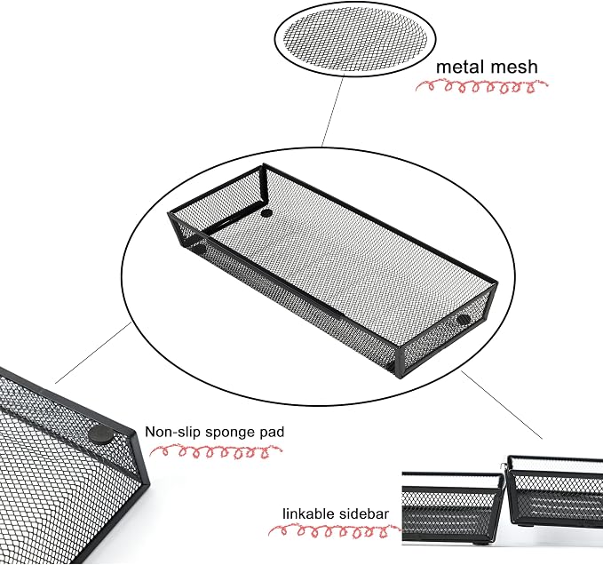 Mesh Tray Silverware Drawer Organizer Utensil Cutlery Tray Office Supplies - Image 6