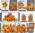 Fanfanwin 10 Pcs Thanksgiving Pumpkin Kitchen Decor Set Kitchen Towels Pot by Fanfanwin