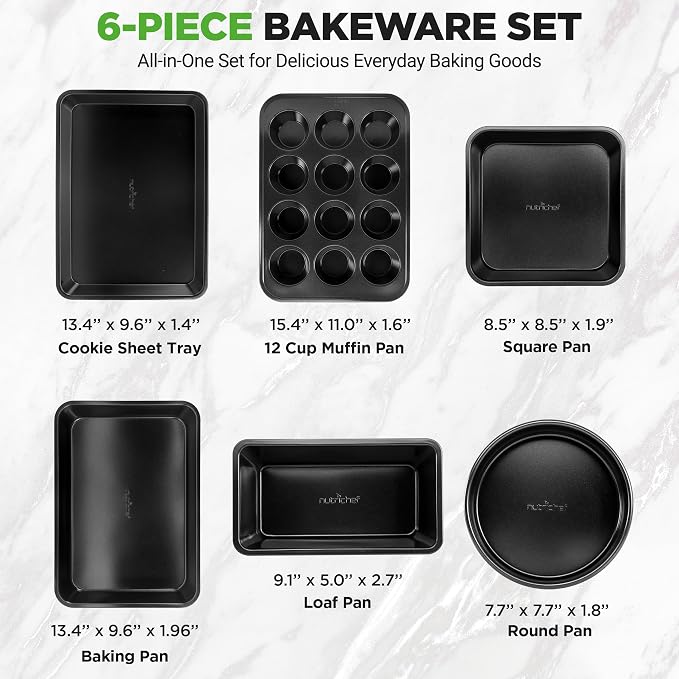 NutriChef Stackable Non-Stick Baking Pan Set – Carbon Steel Bakeware Set w/ - Image 4