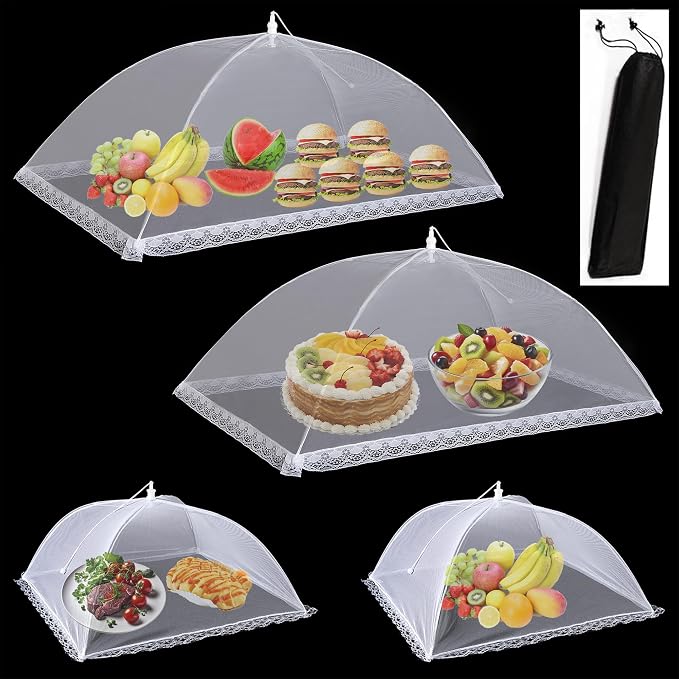 Food Covers for Outside Mesh, 2 Pack 40"X24" + 2 Pack 17"X17" Extra Large Pop by Fanghome