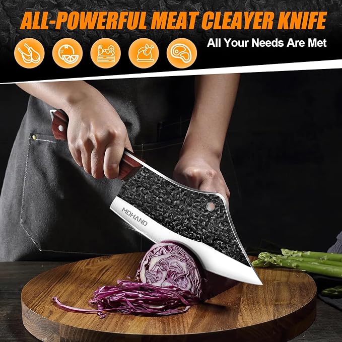 MDHAND Butcher Knife Set, Sharp Meat Cleaver Knife & Bone Chopper Knives & - Image 3