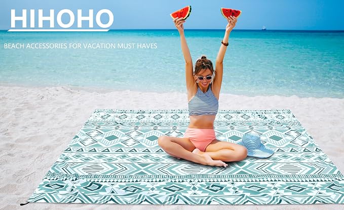 HIHOHO Beach Blanket Waterproof Sandproof Extra Large Beach Mat 79" X - Image 4
