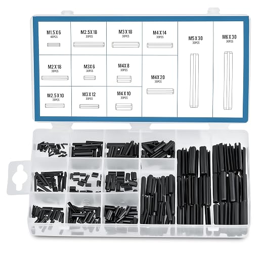 ZELCAN 400pc Roll Pin Set, M1.5 M2 M2.5 M3 M4 M5 M6 Slotted Metric Spring Pins by ZELCAN