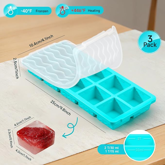 Ice Cube Tray with Lid – 3 Pack 2 Tbsp Ice Trays - Image 6