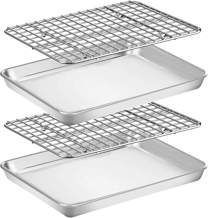 Baking Sheet with Rack Set, Wildone Stainless Steel Cookie Sheet Baking Pan by Wildone
