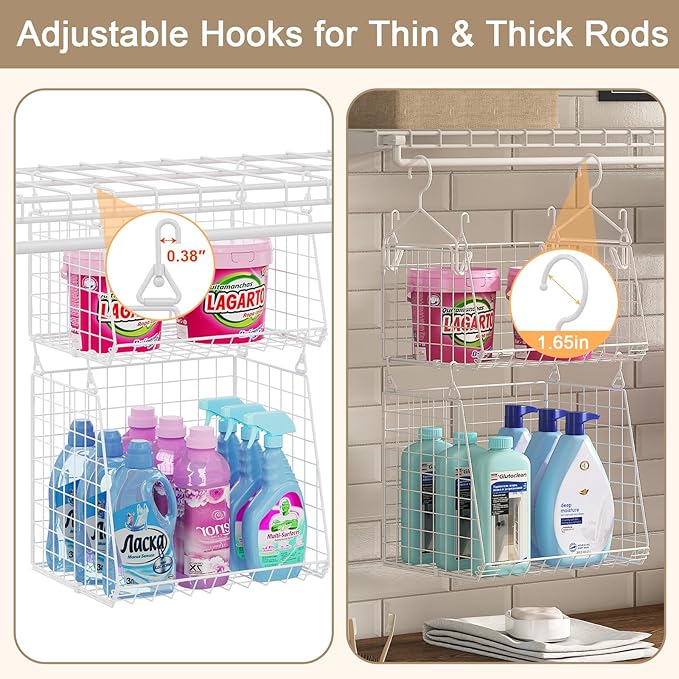 4-Tier Hanging Laundry Room Organizer: Foldable Wire Shelf Basket - Image 2