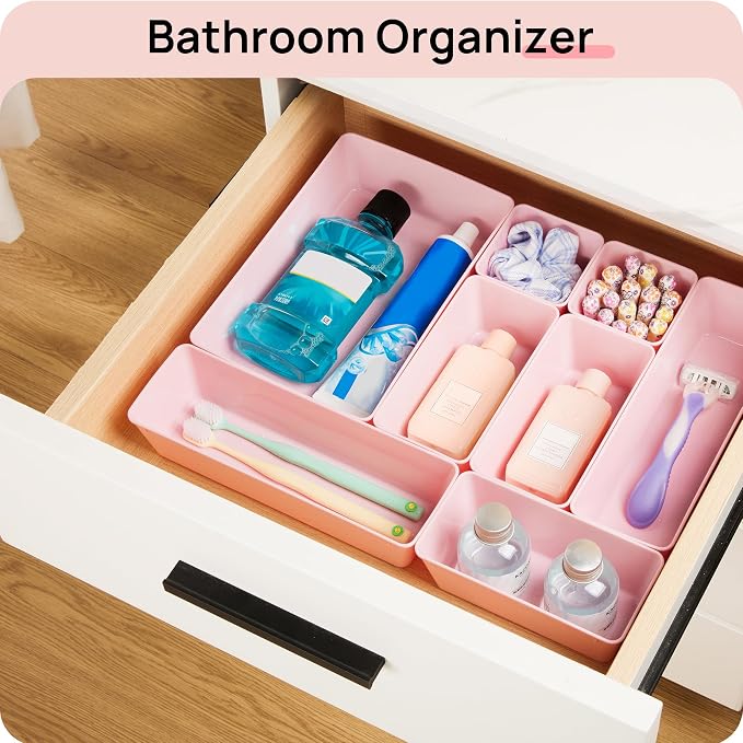 Vtopmart 44 PCS Plastic Drawer Organizers Set, 4-Size Versatile Bathroom and - Image 5