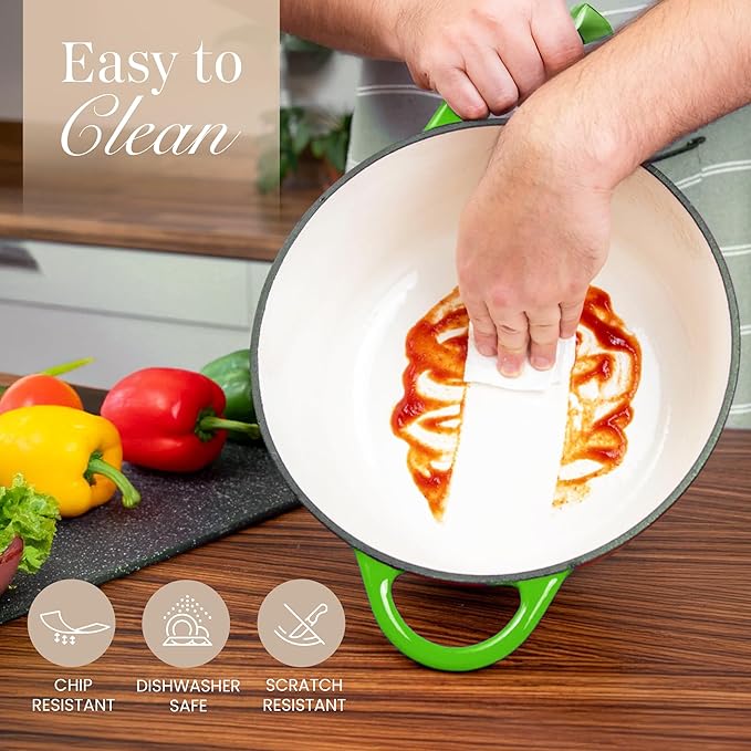 Cast Iron Dutch Oven with Lid – Non-Stick Ovenproof Enamelled Casserole Pot – - Image 9