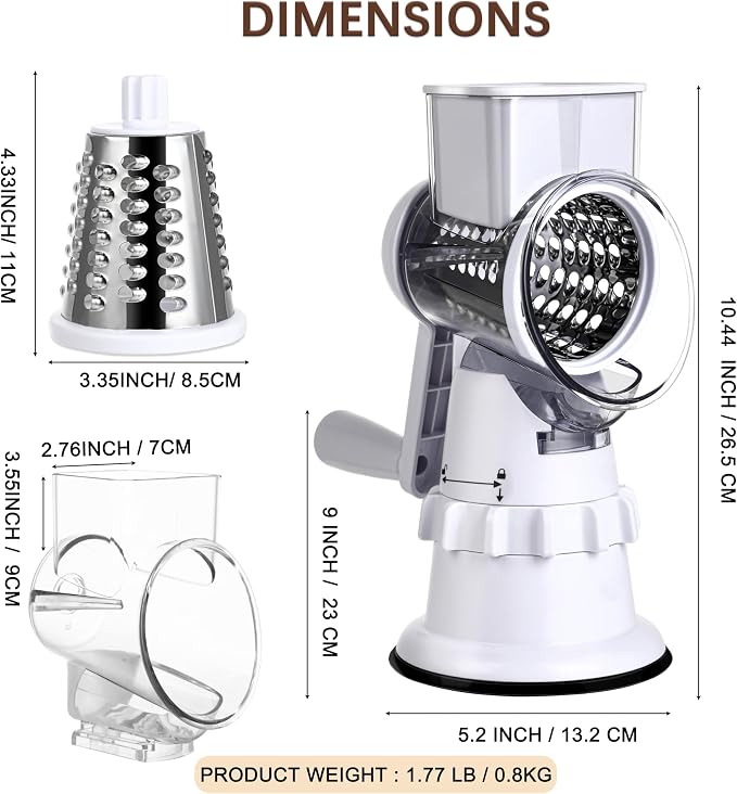 Rotary Cheese Grater Hand Crank, Vegetable Slicer - Image 2