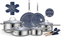 Ammeloo Hybrid Stainless Steel Cookware Set, 17-Piece Tri-Ply Pots and Pans Set by Unknown