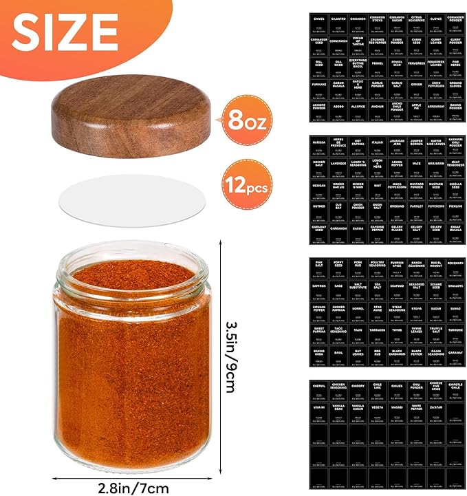 Yangbaga 12Pcs Glass Spice Jars - Image 2