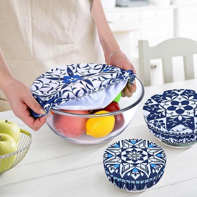 5 Pieces Bowl Covers Reusable, 5 Size Elastic Cloth Bowl Covers - Image 5