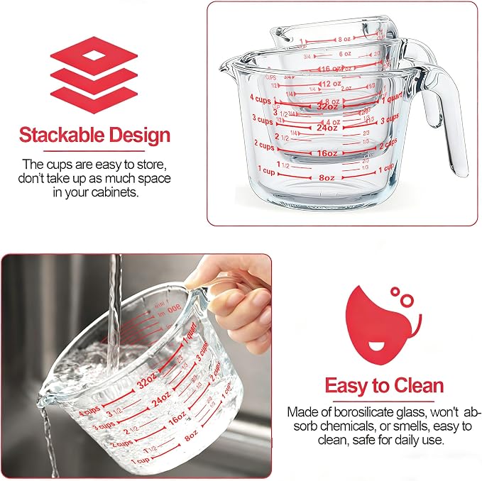 M MCIRCO 6 Pcs Glass Measuring Cups - Image 4