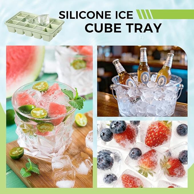 Silicone Ice Cube Trays with Lid, Easy Release Ice Molds, Reusable and - Image 7