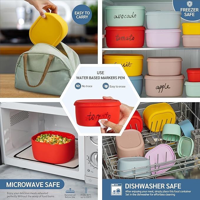 ISSEVE 12Pcs/Set Nesting Silicone Food Storage Containers - Image 7