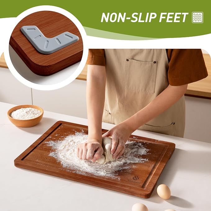 Bamboo Cutting Board Set Non Slip Feet Over Sink Gifts Best Mama Mommy Bonus - Image 2
