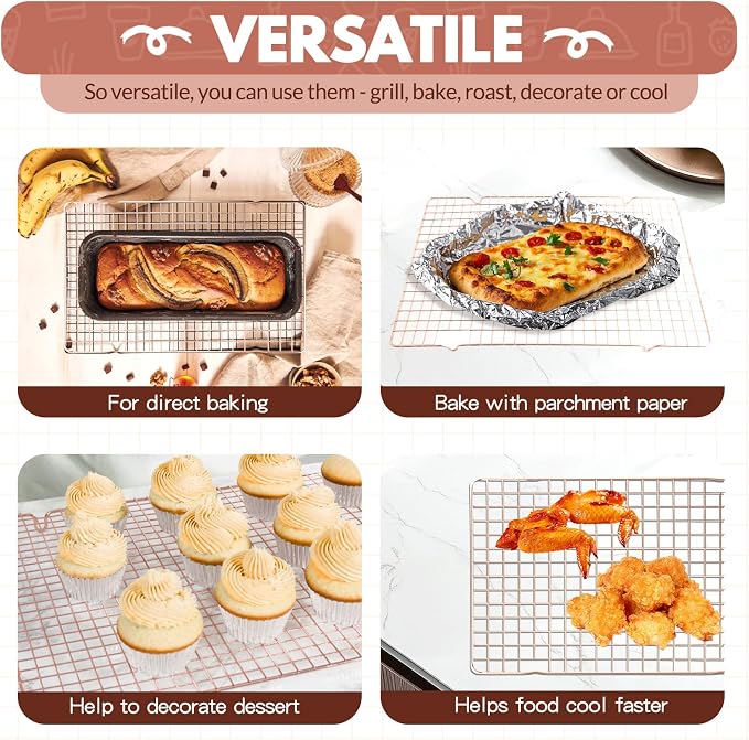 2 PCS Cooling Racks for Cooking and Baking, 14.8x10 Inches Stainless Steel - Image 3