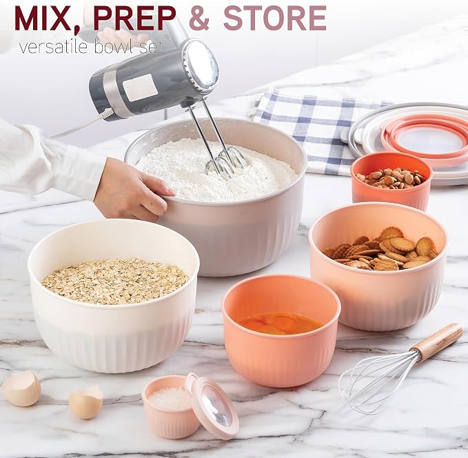 COOK WITH COLOR Prep Bowls with Lids- Wide and Deep Nesting Plastic Small - Image 2
