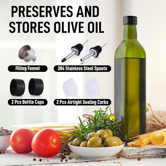 Zulay Kitchen 17oz Olive Oil Dispenser Bottle – Glass Oil Cruet - Image 3