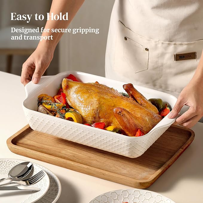 DOWAN 9x13 Deep Lasagna Baking Dish, Ceramic Casserole Dish - Image 4