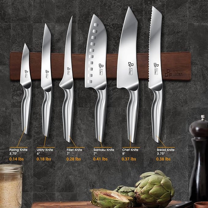 DDF iohEF Knife Set with Knife Strip, 8 Piece Professional Kitchen Knife Set - Image 7