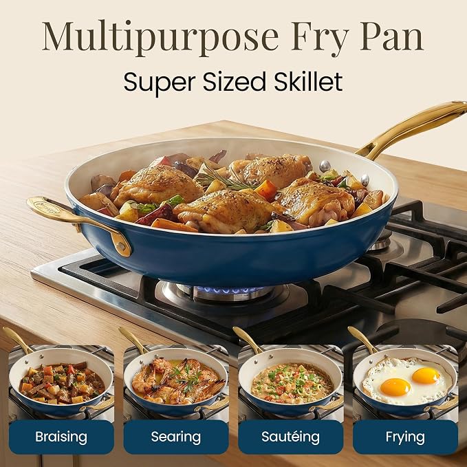 Gotham Steel 14 Inch Non Stick Frying Pans, Family Sized Non Stick Skillet - Image 4