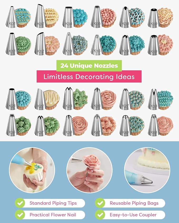 Kootek 32-Piece Piping Bags and Tips Set - Image 2