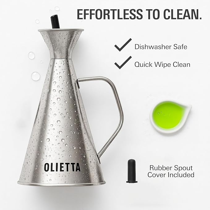 Olive Oil Dispenser Bottle Olietta Stainless Steel Non Drip Leak Proof No Mess - Image 6