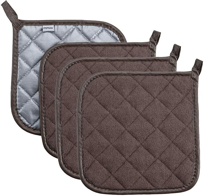 Joyhalo 4 Pack Pot Holders for Kitchen, Cotton Oven Holder by Joyhalo