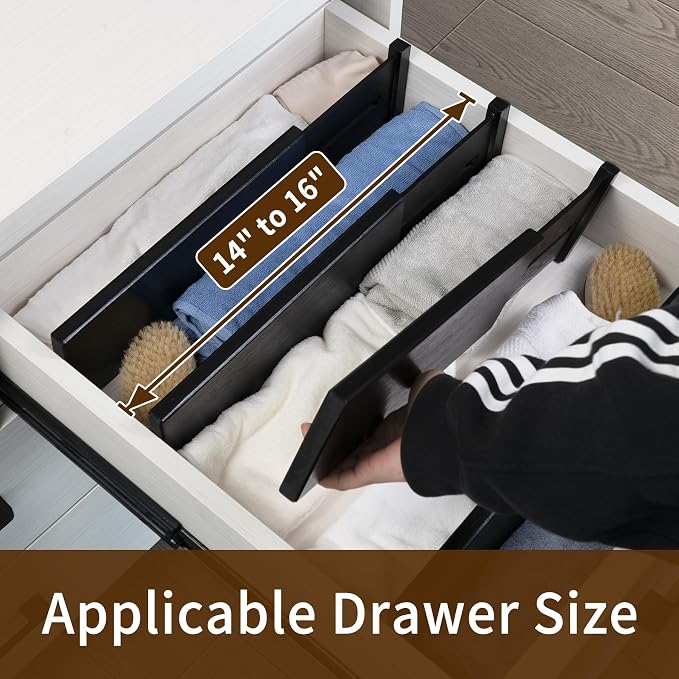 Utoplike Bamboo Dresser Drawer Dividers, Spring Loaded, Works in Kitchen - Image 2