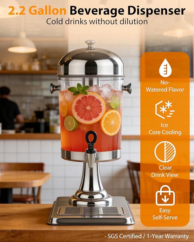 Beverage Dispenser with Stand, 2 Gallon Drink Dispenser - Image 3