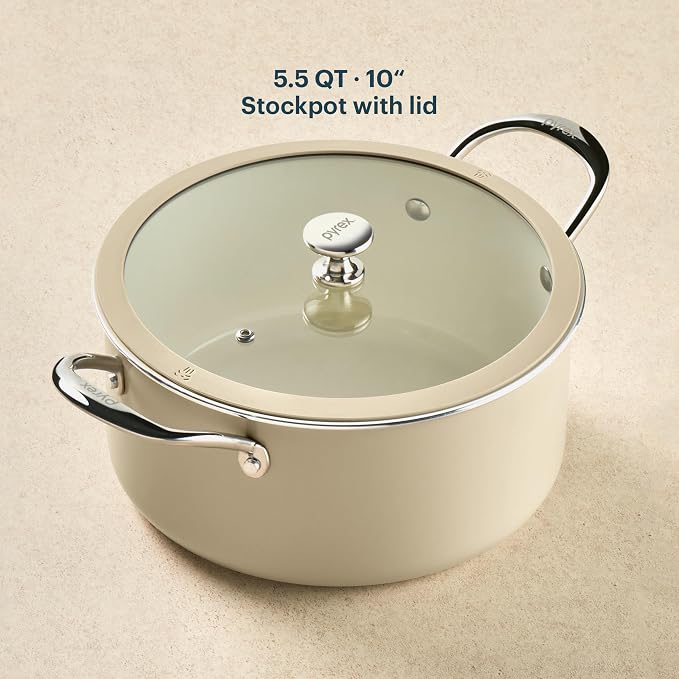 Pyrex 10-Inch Stock Pot Ceramic Cookware - Image 3